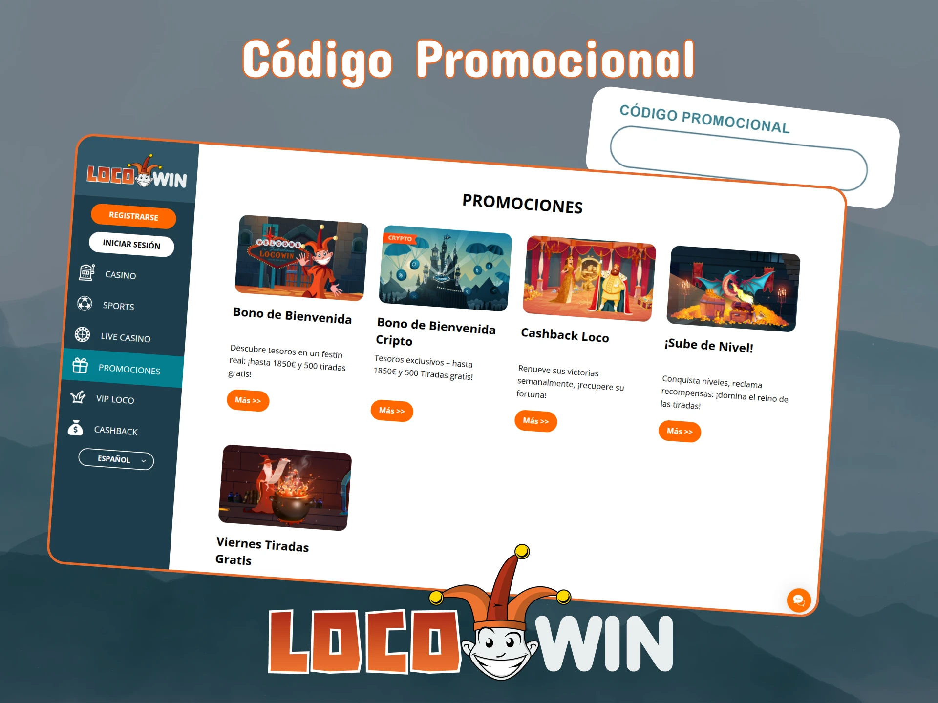 Utiliza un código promocional al registrarte en LocoWin.